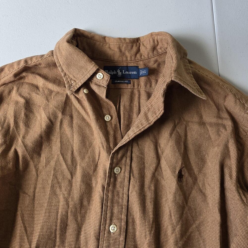 Vintage Ralph Lauren Flannel Shirt Mens XL Brown Check Classic Cabin Core Casual